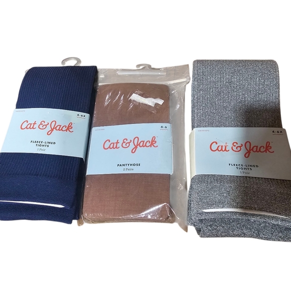 Cat & Jack Other - Cat‎ & Jack Fleece-Lined Tights & Pantyhose Bundle (3 Pairs, Size 4-6X)